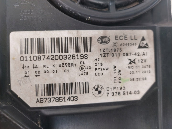 BMW F10/F11 LCI højre bi-xenon Dynamic-forlygte – EU, 7378514-03 uden moduler – originalfoto 4; brugsspor og manglende udstyr bevaret