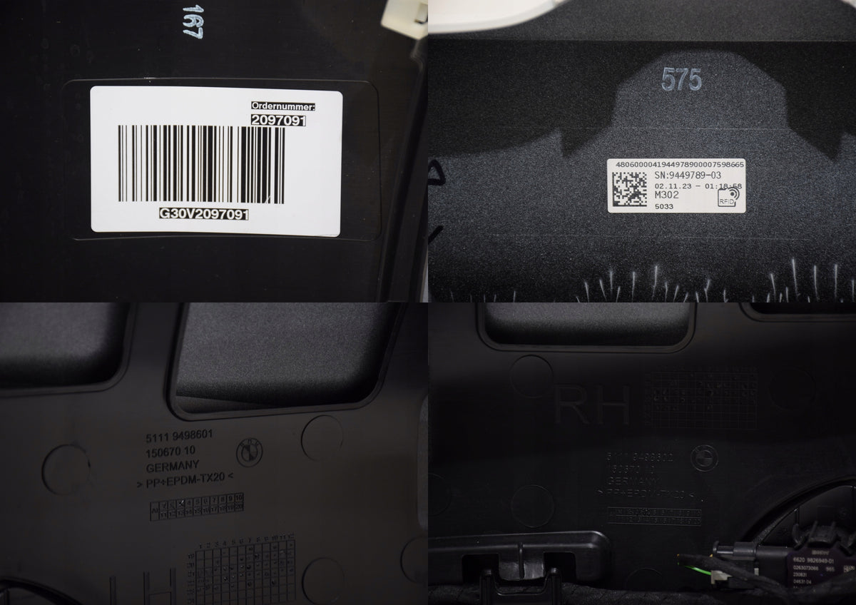 BMW G30/G31 LCI standard forkofanger A300 – originale mærkninger og delnumre