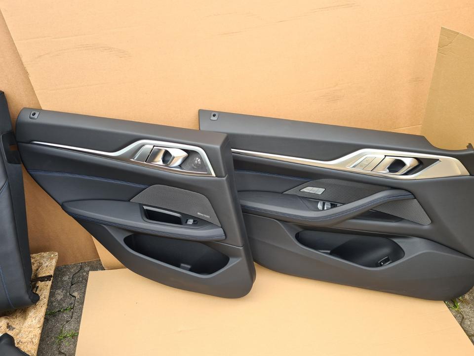 BMW G26 Gran Coupé – sort/blåt Vernasca-sædesæt med memory, varme og fire dørbeklædninger – foto 5