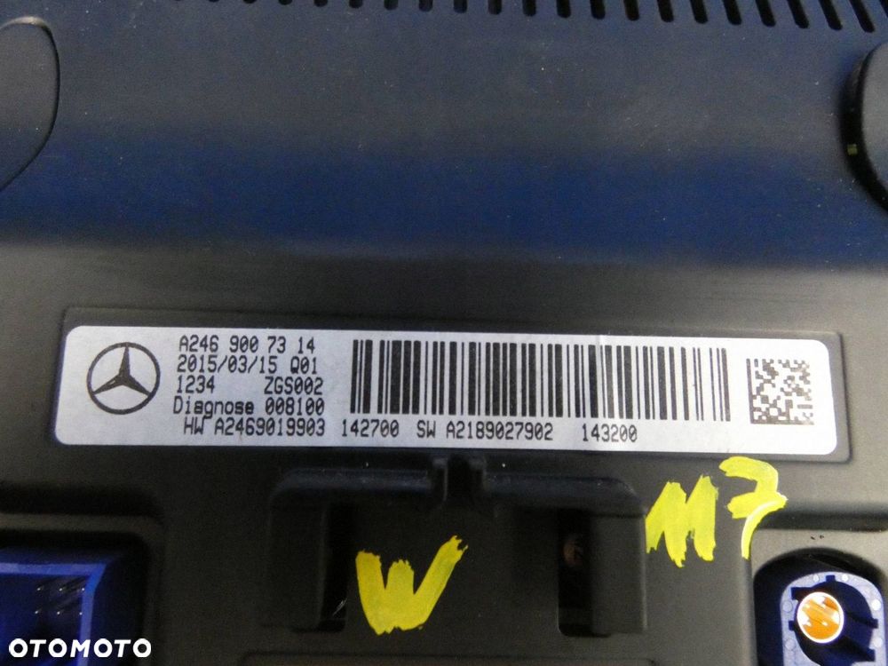 Originalmærkat med OEM A2469007314, HW A2469019903 og SW A2189027902
