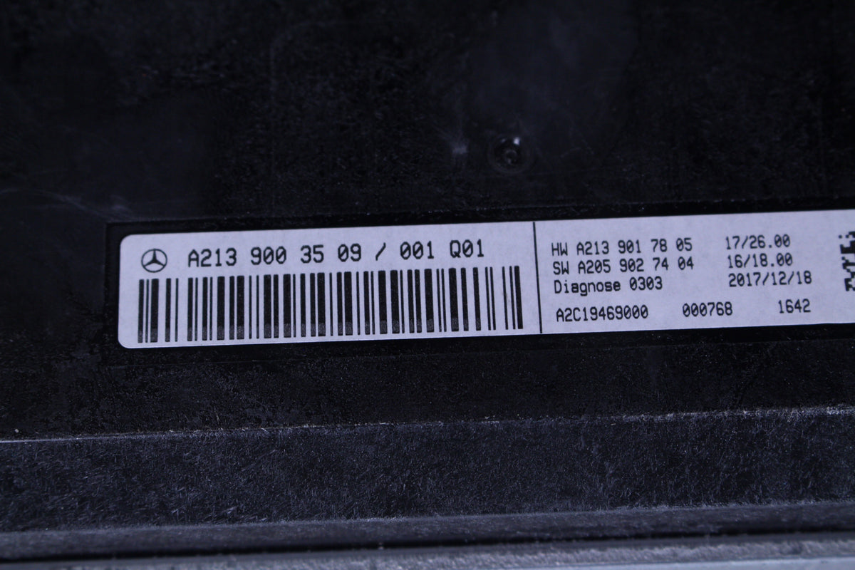 Faktisk Mercedes-mærkat A2139003509, HW A2139017805, SW A2059027404
