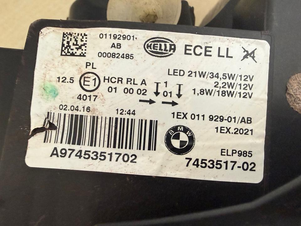 BMW F20/F21 LCI – venstre ikke-adaptiv LED-forlygte EU, 7453517-02, uden moduler – originalfoto 4