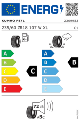 EU-dækmærke Kumho Ecsta PS71 SUV 235/60 ZR18