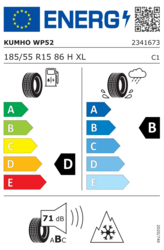 EU-dækmærke Kumho Wintercraft WP52 185/55 R15 86H XL