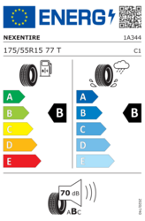 EU-dækmærke 175/55 R15 77T