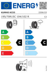 EU-dækmærke 195/70 R15C 104/102R