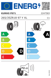 EU-dækmærke Kumho Ecsta PS71 265/35 ZR18