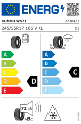 EU-dækmærke Kumho Wintercraft WS71 245/55 R17