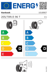 EU-dækmærke 205/70 R15 96T