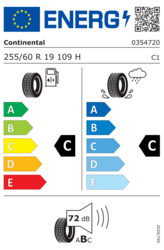 EU-dækmærke 255/60 R19 109H