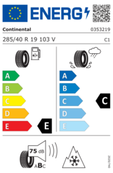 EU-dækmærke 285/40 R19 103V
