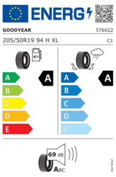 EU-dækmærke Goodyear Efficientgrip Performance 205/50 R19