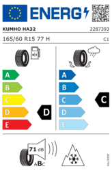EU-dækmærke 165/60 R15 77H