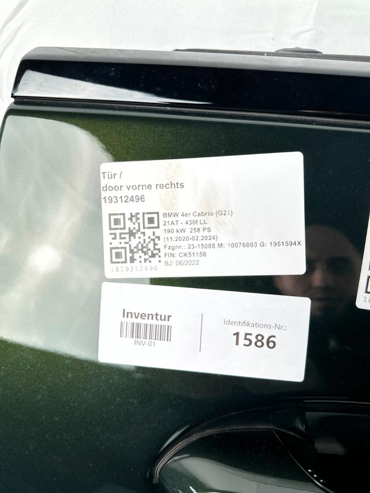 BMW G23 cabriolet – højre dør 41009478692 med beige/sort beklædning, uden spejl – konkret del, billede 3