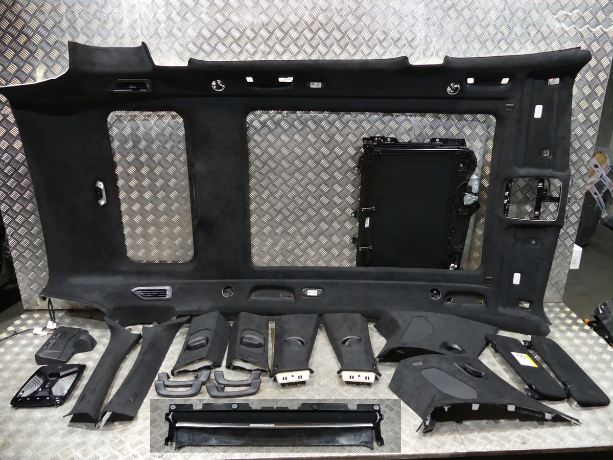 BMW X7 G07 LCI – komplet sort Alcantara-loftsæt med panorama