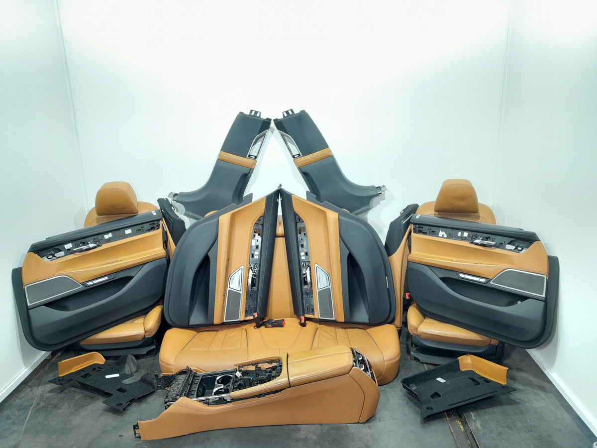 BMW 7-serie G11 – Cognac Nappa comfort-sædesæt – airbagudløsning og manglende moduler