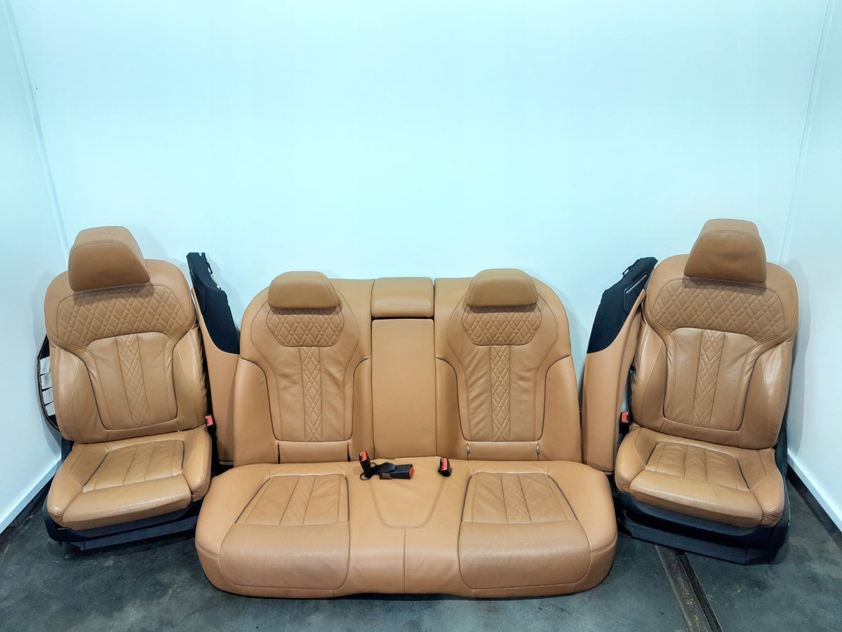 BMW 7-serie G11 – Cognac Nappa comfort-sædesæt – airbagudløsning og manglende moduler – foto 2 af den konkrete vare