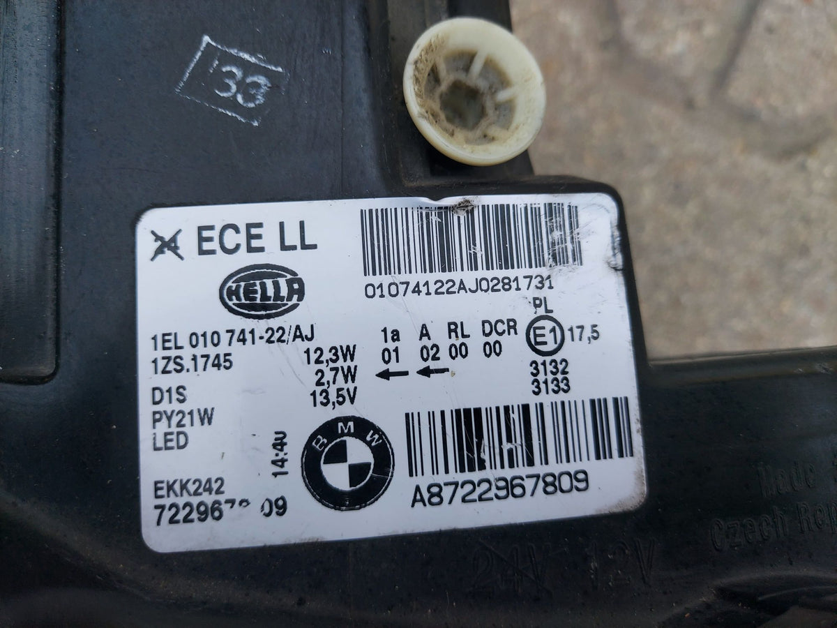 BMW F20/F21 før LCI – højre ikke-adaptiv bi-xenonforlygte EU, 7229678-09, uden moduler – konkret del, foto 2