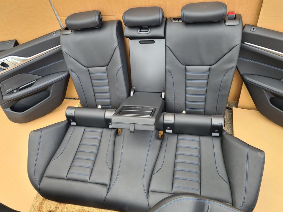 BMW G26 Gran Coupé – sort/blåt Vernasca-sædesæt med memory, varme og fire dørbeklædninger – foto 2