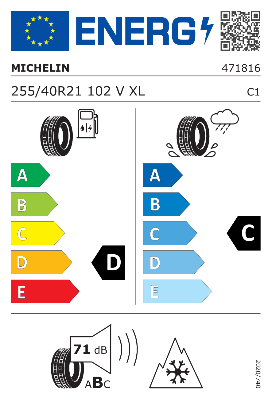 EU-dækmærke – Michelin Pilot Alpin 5 255/40 R21 102V XL 3PMSF