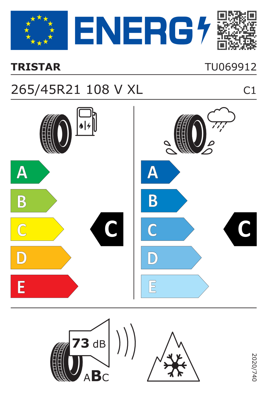 EU-dækmærke – Tristar Snowpower UHP 265/45 R21 108V XL 3PMSF