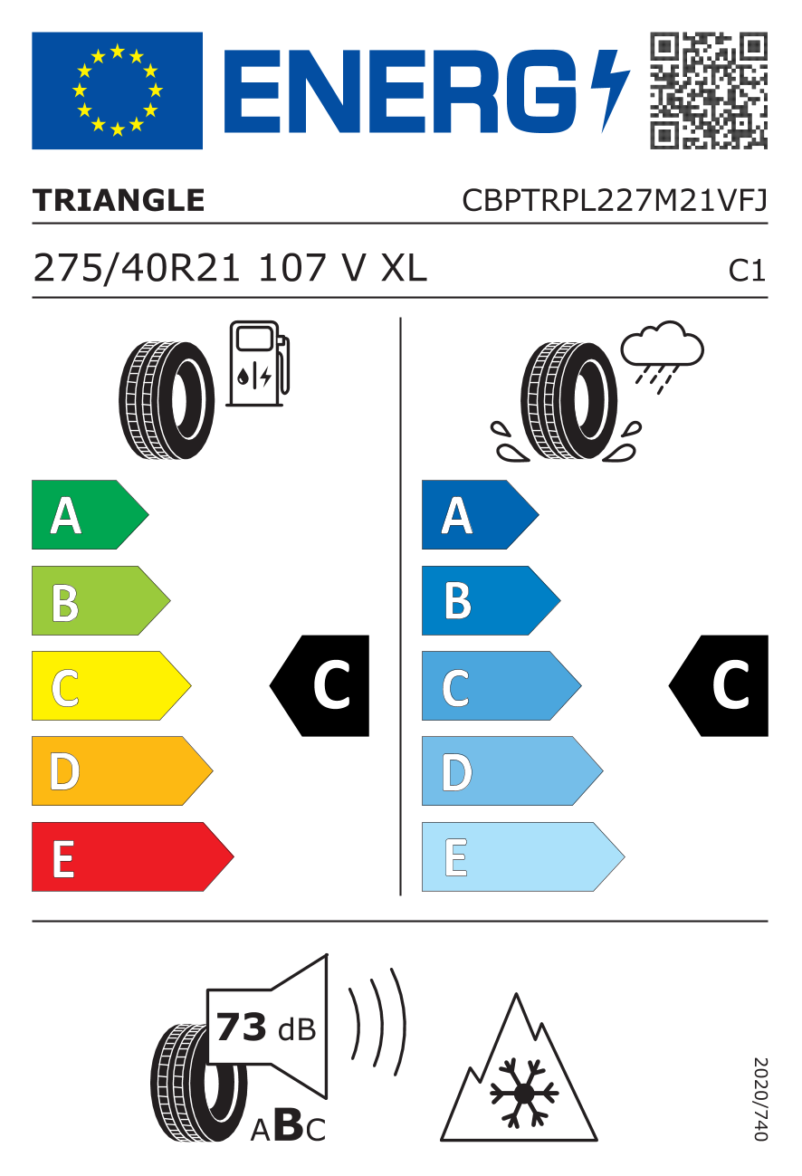 EU-dækmærke – Triangle SnowLink PL02 275/40 R21 107V XL 3PMSF