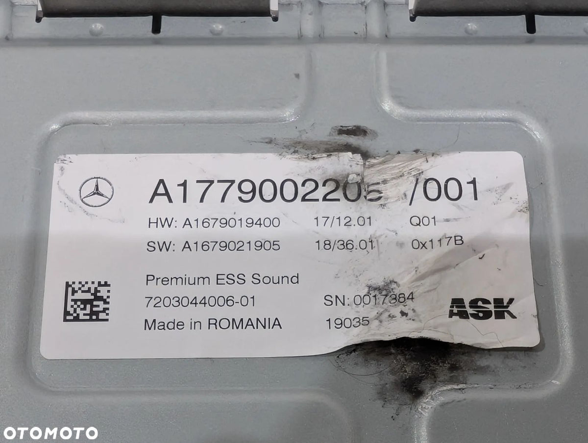 Mercedes originalmærkat A1779002205 /001 Q01, Premium ESS Sound
