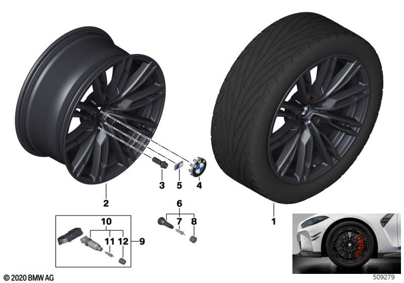 BMW OE 36108093845 – 2 Series G87 M2, 3 Series G80 M3, 3 Series G81 M3 Touring 19″ – originale fælge