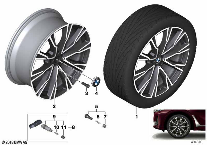 BMW Styling 758I – X7 G07 22″ – originale fælge