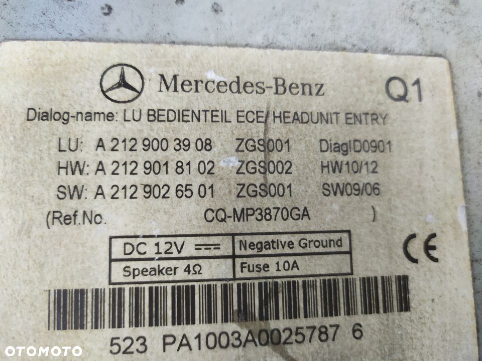 Mercedes E-Klasse W212 – radioenhed A2129003908