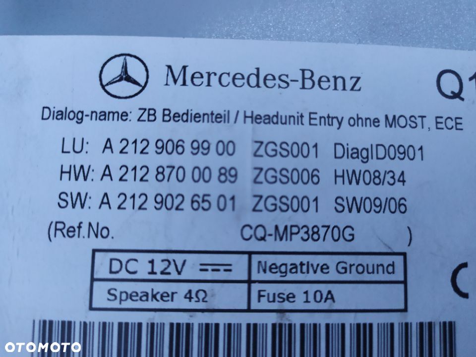 Mercedes E-Klasse W212 – radioenhed A2129069900