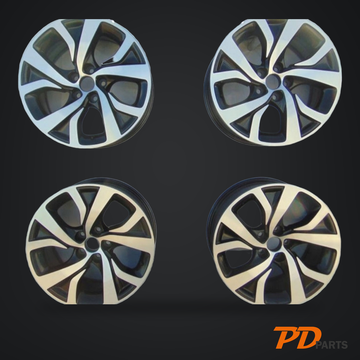 Peugeot 18" fælge – 7J ET38 – blank sort med polerede detaljer