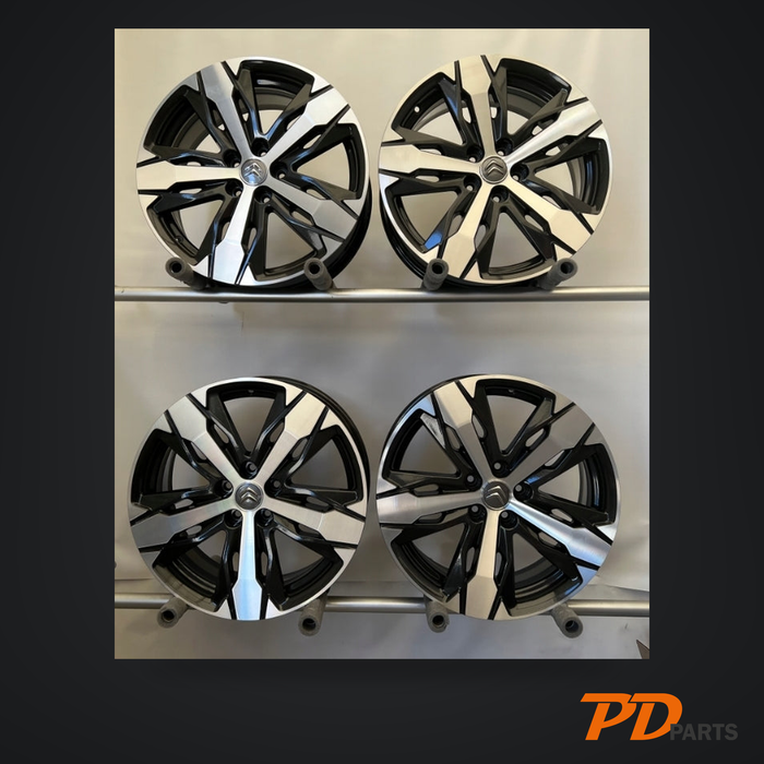 Peugeot 18" fælge – 7,5J ET49 – blank sort med poleret front