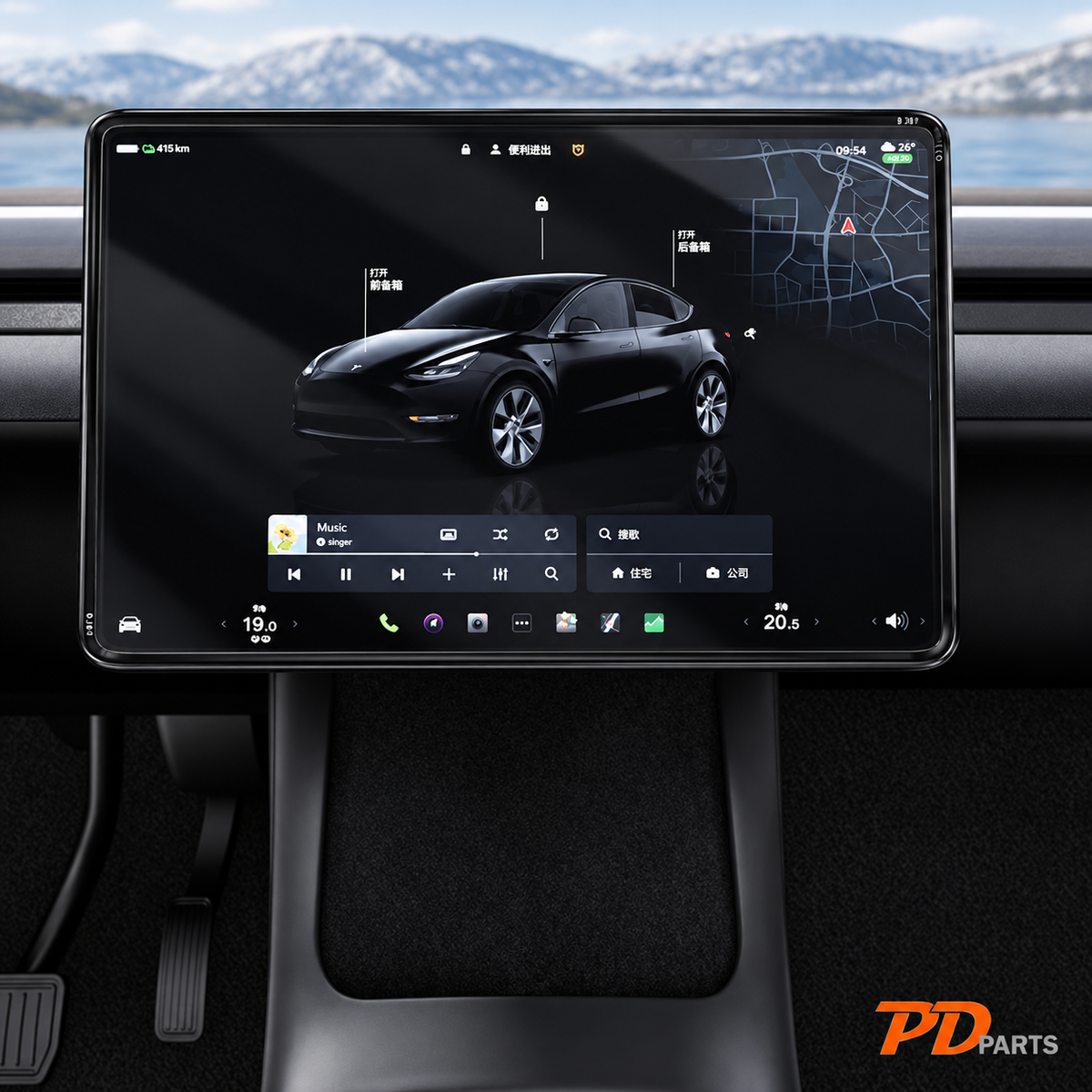 Skærmbeskyttelse med ramme til Model 3 Highland / Model Y Juniper – PDParts miljøbillede